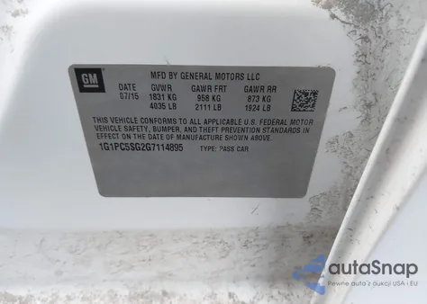 2016 Chevrolet Cruze Limited Ls Auto из США, поврежденный, VIN 1G1PC5SG2G7114895